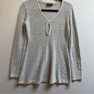 WE11DONE Light Gray V-Neck Keyhole Knit Long Sleeve Tunic shirt Sz S